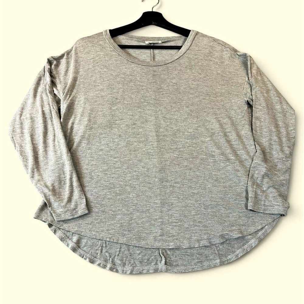 Rebel Society Womens Gray Knit Pullover Round Neck Solid 3/4 Sleeve Top Size M